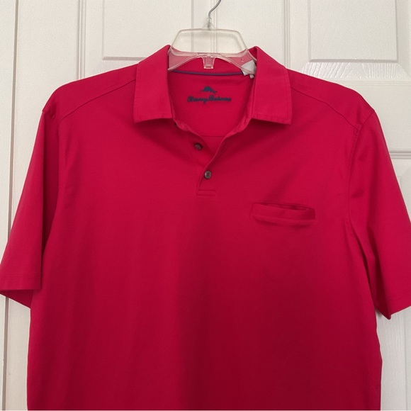 Tommy Bahama Men’s Short Sleeve Polo Golf Shirt Dark Pink Supima Cotton Size L - Picture 2 of 7